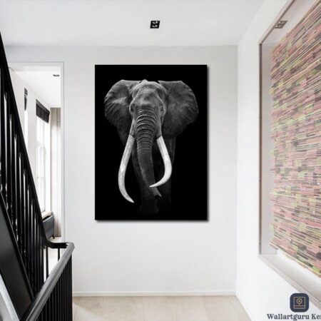 Elephant-greyscale-tusks-canvas-art