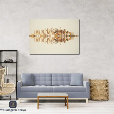 Beige City Abstract Canvas Art