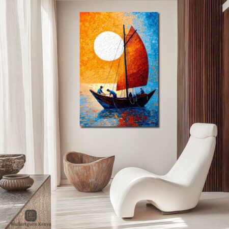 Pointilism-Boat-Seascape-Canvas-Art